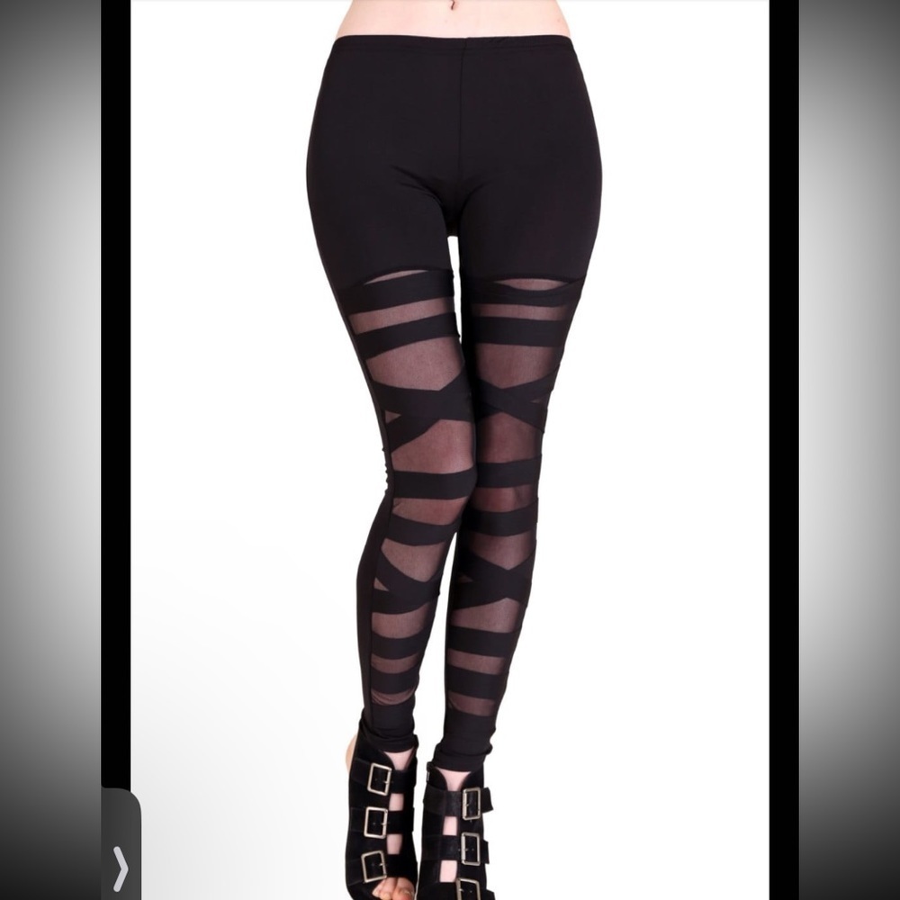 Black Bondage Mesh leggings